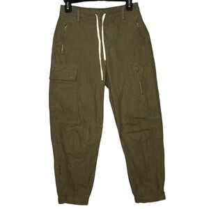 Etica ren relaxed utility cargo pants barrel leg sage green drawstring womens 25